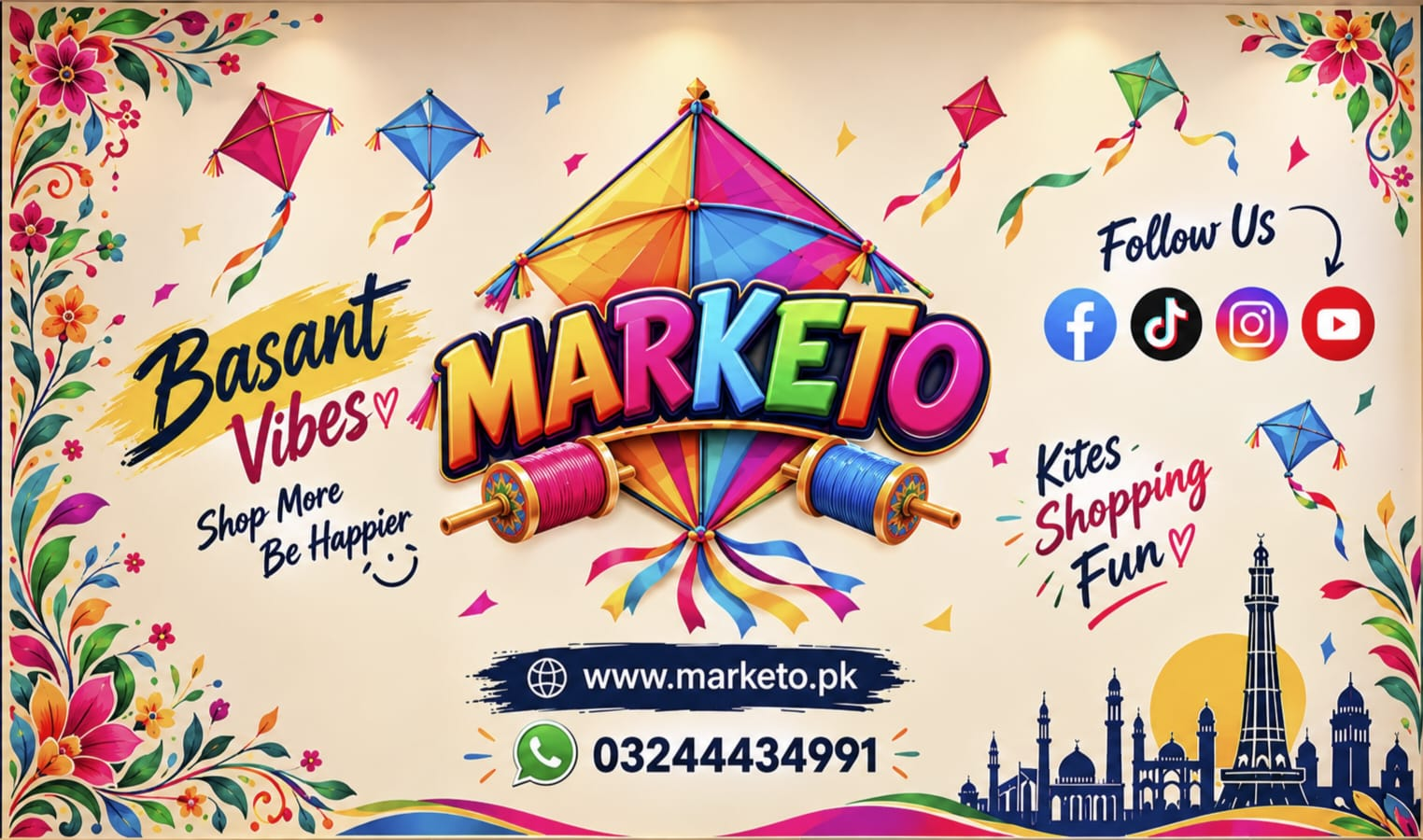 Marketo.pk — seasonal events platform · Book Basant in Pakistan · Lahore marketplace